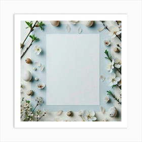 Frame With Flowers And Eggs Art Print