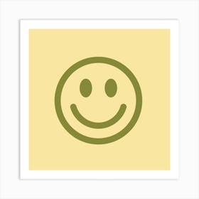 Smiley Face Cream And Olive  Art Print