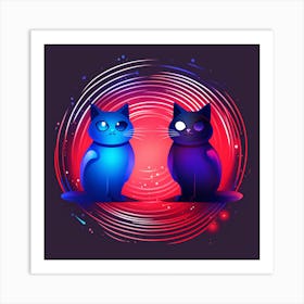 Two Cats In Space Art Print