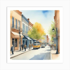 Watercolor Street Scene Art Print