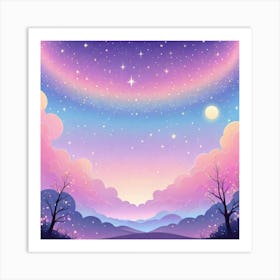 Sky With Twinkling Stars In Pastel Colors Square Composition 18 Art Print