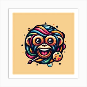 Monkey With Paint Brush Art Print