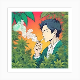 Man Smoking Weed Art Print