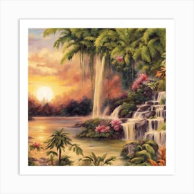 Waterfall In The Jungle Art Print