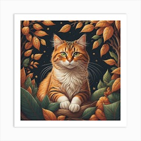 Cat In The Forest Art Print