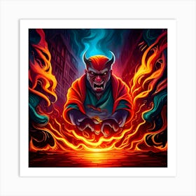 Devil In Flames 1 Art Print