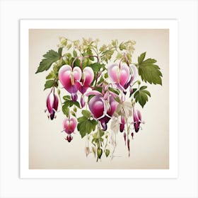 Flower Motif Painting Bleeding Heart Dicentra Art Print Art Print