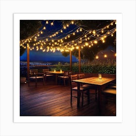 Outdoor Patio With String Lights 1 Art Print