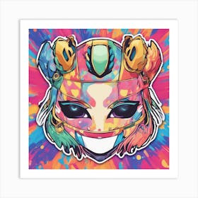 Vibrant Sticker Of A Tie Dye Pattern Mask And Based On A Trend Setting Indie Game 1 Art Print