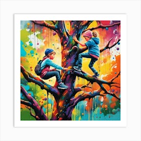 Children In The Tree Art Print