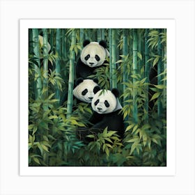 Panda Bears In Bamboo Forest Art Print