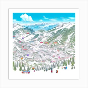 Ski Resort Map Art Print