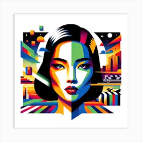 Colourful Abstract Asian Woman Art Print