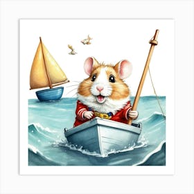 Hamster In A Boat 12 Art Print