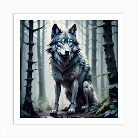 Wolf In The Woods 44 Art Print