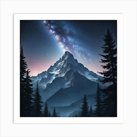 Mountain Landscape With Milky Way Art Print