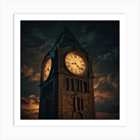 Clock Tower At Sunset 1 Art Print