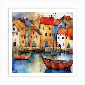 Boats In The Harbor Art Print