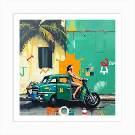 Girl On A Scooter Art Print