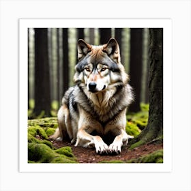 Wolf In The Forest 45 Art Print