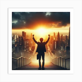 Businessman Celebrating Success Art Print