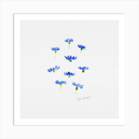 Blue Cornflowers Watercolor Artwork 1 Art Print