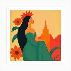 Woman Sitting In The Sun Art Print