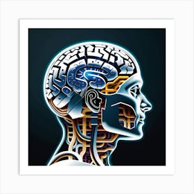 Human Brain With Artificial Intelligence 11 Art Print