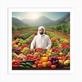 Uae Man In Front Of Vegetables Art Print