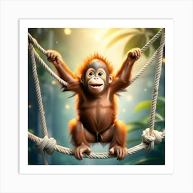 A playful baby orangutan 1 Art Print