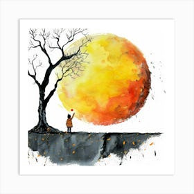 Moon And The Tree Art Print