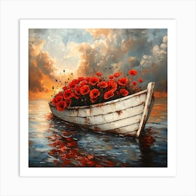 Poppies In A Boat 5 Art Print