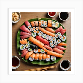 Exotic Sushi Platter An Exotic Sushi Platter Featuring An Assortment Of Sushi Rolls Sashimi And Nigi 1936693991 Art Print