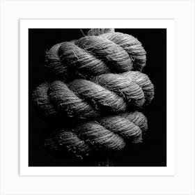 Black And White Image Of A Rope Art Print