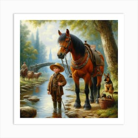 Boy And His Horse Art Print