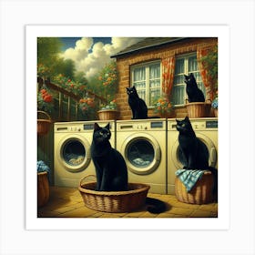 Cats In The Laundry Room Art Print