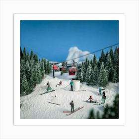 Firefly Mini, Ski, Resort, Cup, Tiny, Skiers, Snowboarders, Gliding, Snowy, Mountainsides, Ski Lifts (1) Art Print