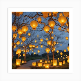 Love Wish Lanterns Art Print