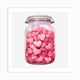 Pink Hearts In A Jar 6 Art Print