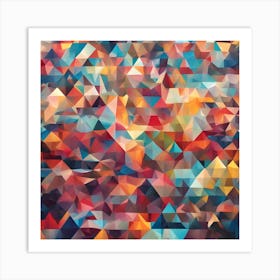 Abstract Colourful Geometric Polygonal Triangles Art Print