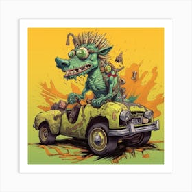 Lizard In A Car Art Print