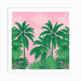 Pink And Green Palm Trees Art Print