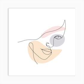 Face Of A Woman Continuous line drawing of a woman, Scandinavian wall art, fine art print. Art Print