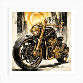 Gold Motorcycle Art Print