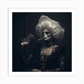 Skeleton Woman Smoking Art Print