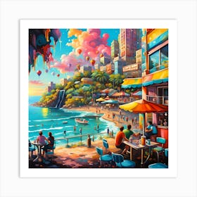 Coffee Bar Beachside By The Sea Art Print
