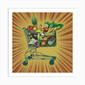 Shopping Cart With Fruits And Vegetables Art Print