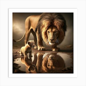 Lion And The Cub Art Print