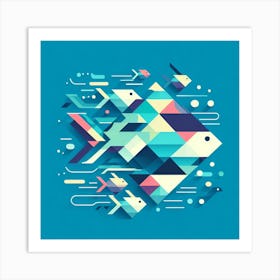 Abstract Geometric Fish Art Print