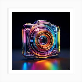 Firefly Camera, Icon, 3d, Abstract, Glass, High Resolution, Iridescent, Reflections, Light, Vibrant, (11) Art Print